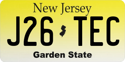 NJ license plate J26TEC