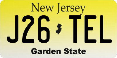 NJ license plate J26TEL