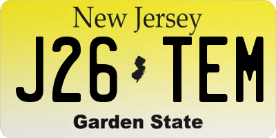 NJ license plate J26TEM