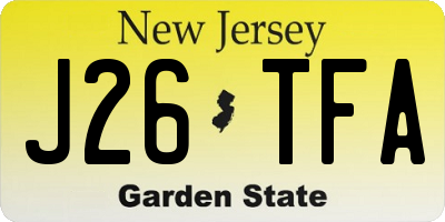 NJ license plate J26TFA