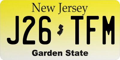 NJ license plate J26TFM