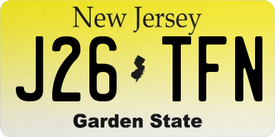 NJ license plate J26TFN