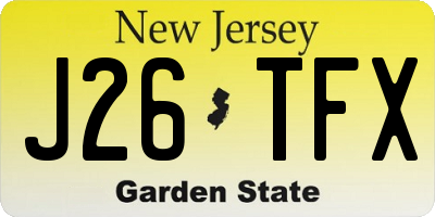 NJ license plate J26TFX