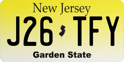 NJ license plate J26TFY
