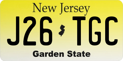 NJ license plate J26TGC