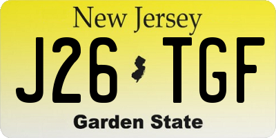 NJ license plate J26TGF