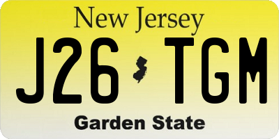 NJ license plate J26TGM