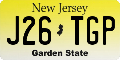 NJ license plate J26TGP
