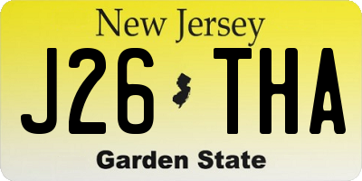 NJ license plate J26THA
