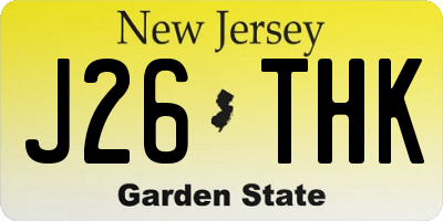 NJ license plate J26THK
