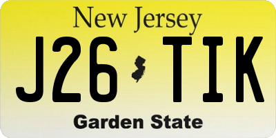 NJ license plate J26TIK