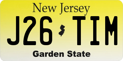 NJ license plate J26TIM