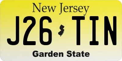 NJ license plate J26TIN