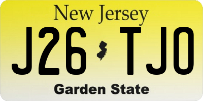 NJ license plate J26TJO