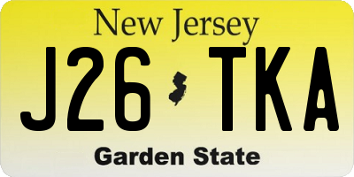 NJ license plate J26TKA