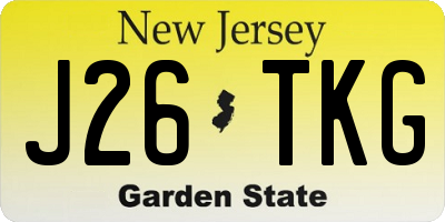 NJ license plate J26TKG