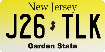NJ license plate J26TLK