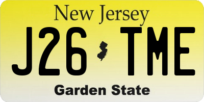 NJ license plate J26TME