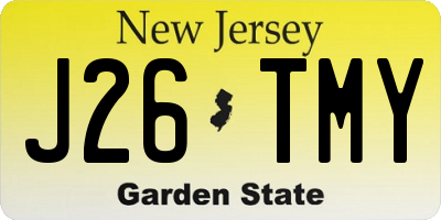 NJ license plate J26TMY