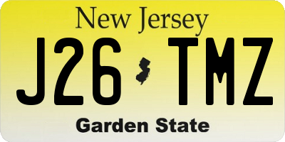 NJ license plate J26TMZ