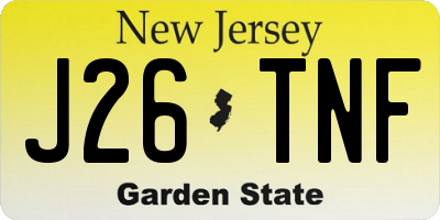 NJ license plate J26TNF