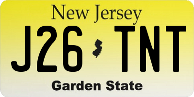 NJ license plate J26TNT