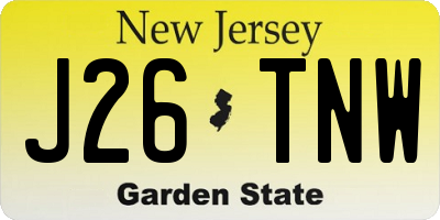 NJ license plate J26TNW
