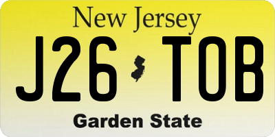 NJ license plate J26TOB