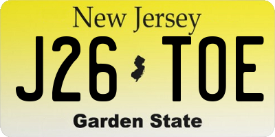 NJ license plate J26TOE
