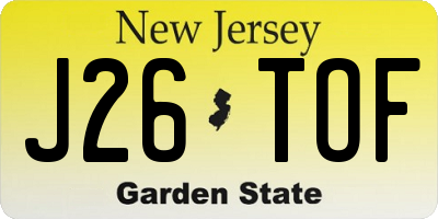 NJ license plate J26TOF