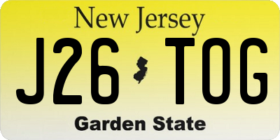 NJ license plate J26TOG