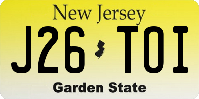 NJ license plate J26TOI