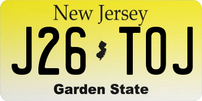 NJ license plate J26TOJ