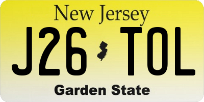 NJ license plate J26TOL