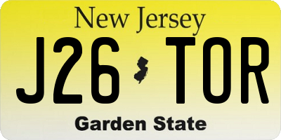 NJ license plate J26TOR