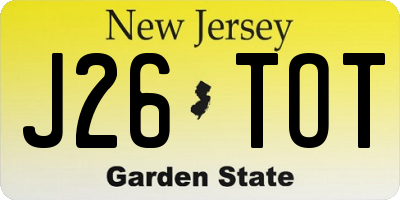 NJ license plate J26TOT