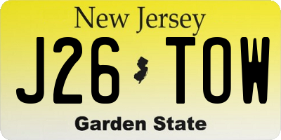 NJ license plate J26TOW