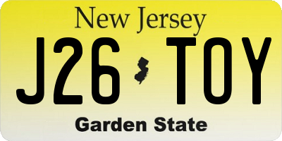 NJ license plate J26TOY