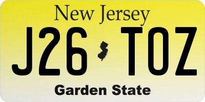 NJ license plate J26TOZ
