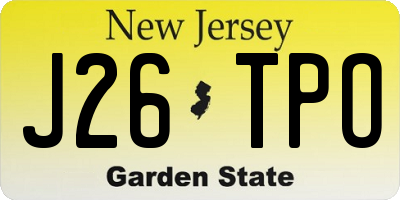 NJ license plate J26TPO