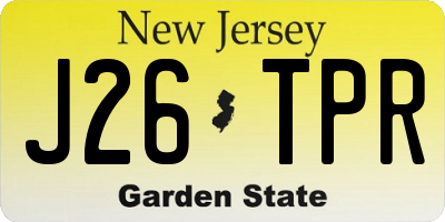 NJ license plate J26TPR