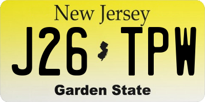 NJ license plate J26TPW