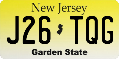 NJ license plate J26TQG