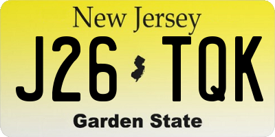 NJ license plate J26TQK