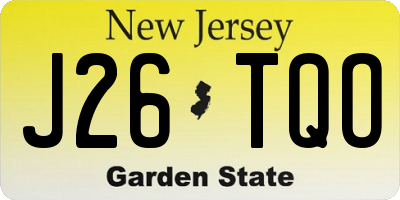 NJ license plate J26TQO