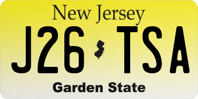 NJ license plate J26TSA