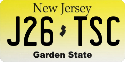 NJ license plate J26TSC