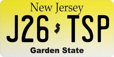 NJ license plate J26TSP