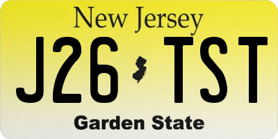 NJ license plate J26TST