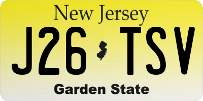 NJ license plate J26TSV